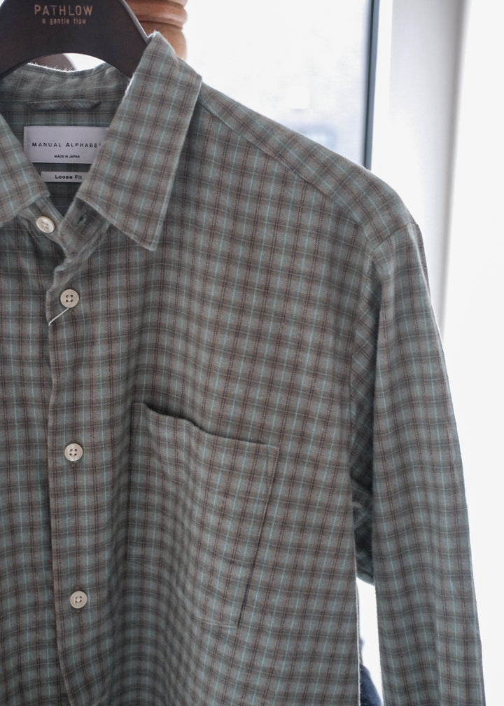 【PATHLOW】MANUAL ALPHABET BRUSHED TWILL CHECK LOOSE FIT R/C SHIRTS