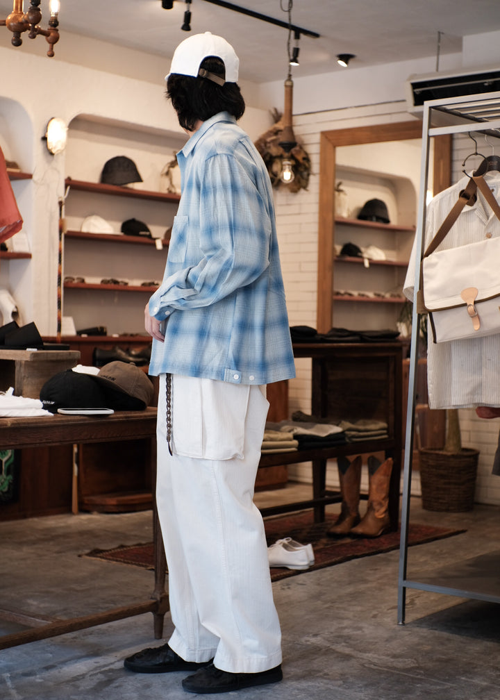 【PATHLOW】H.UNIT エイチ ユニット Indigo check shirt BLUE