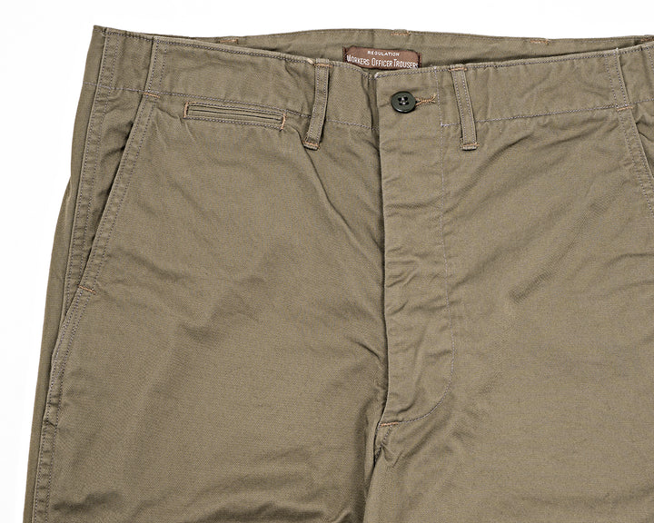 WORKERS ワーカーズ Officer Trousers, Regular Fit, 8 oz Hunter Green Chino
