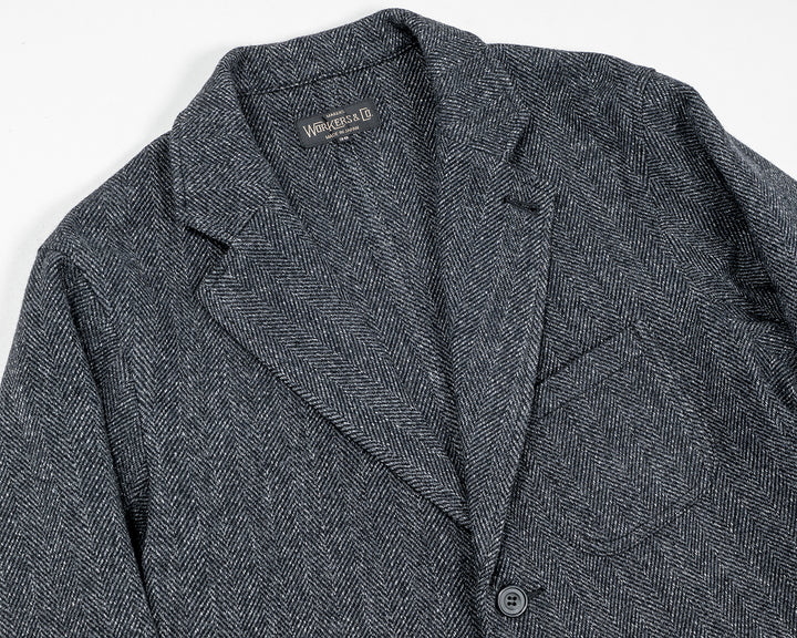 WORKERS ワーカーズ Lounge Jacket, Twisted Herringbone Tweed