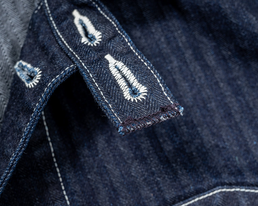 WORKERS ワーカーズ Deluxe Railroad Jacket, 12 oz, Grey Back Indigo Herringbone