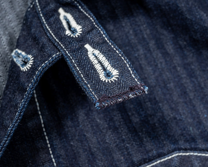 WORKERS ワーカーズ Deluxe Railroad Jacket, 12 oz, Grey Back Indigo Herringbone