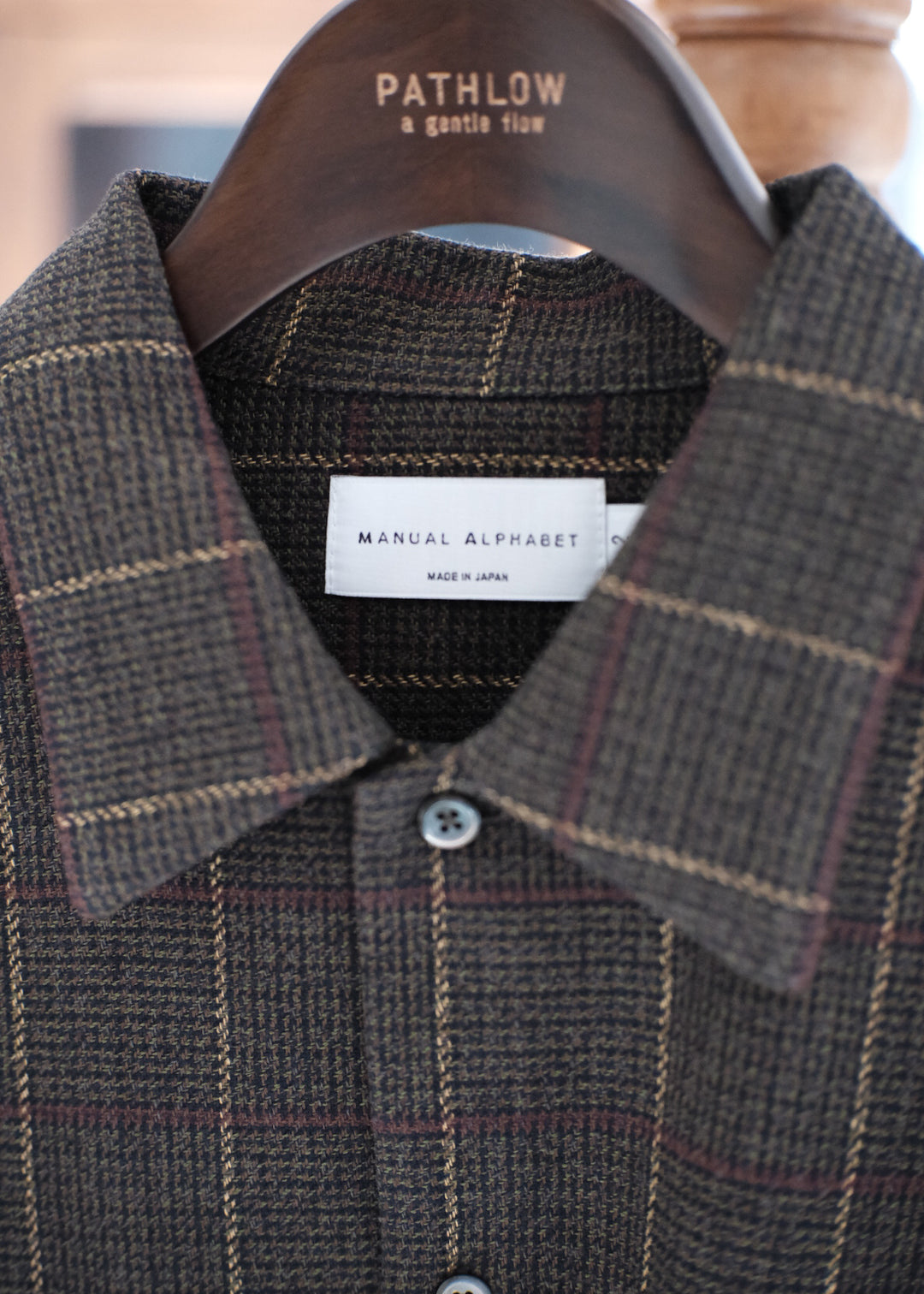 【PATHLOW】MANUAL ALPHABET COTTON TWEED PATCH CHECK SHIRTS