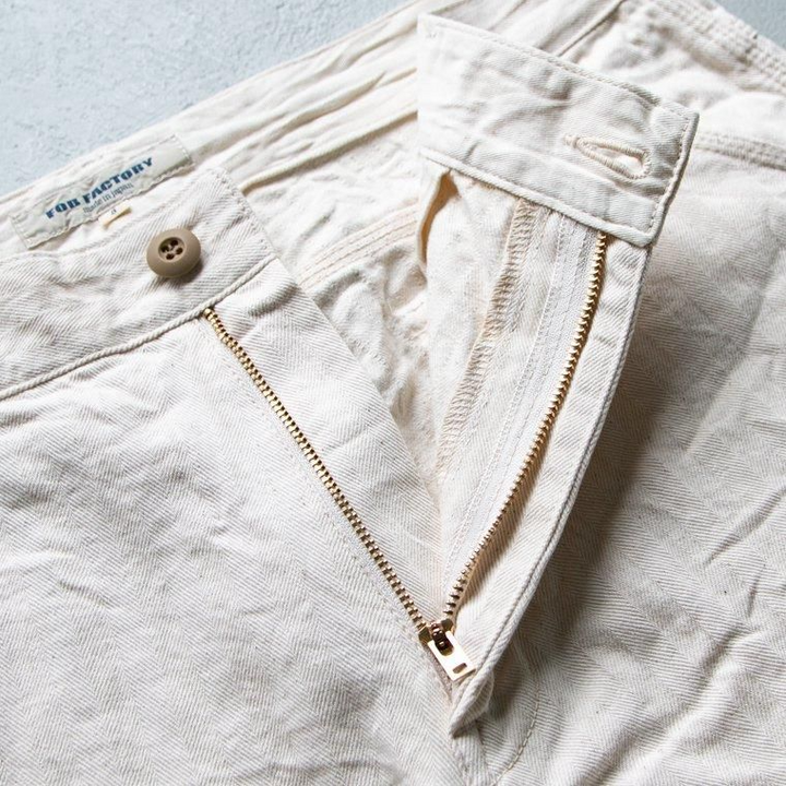 FOB factory エフオービーファクトリー F0485 HERRINGBONE PAINTER PANTS Ecru