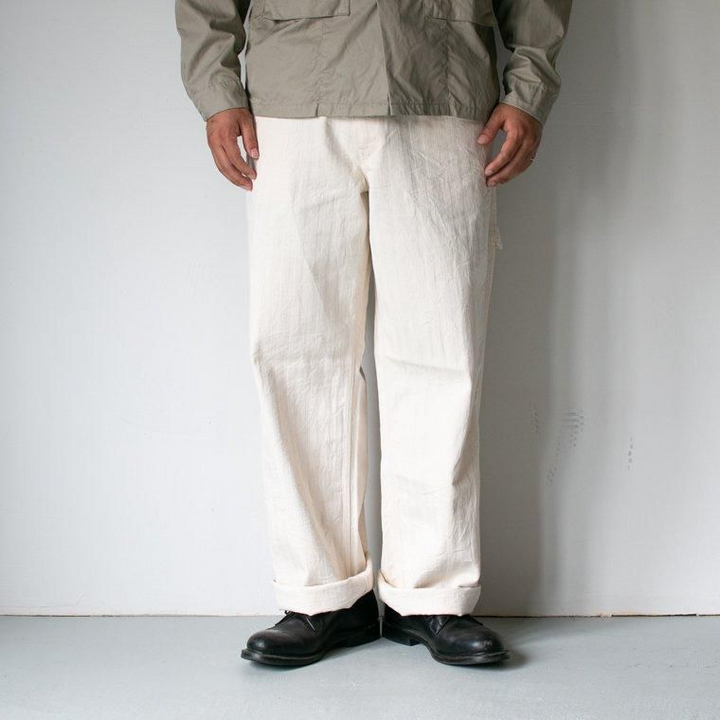 FOB factory エフオービーファクトリー F0485 HERRINGBONE PAINTER PANTS Ecru