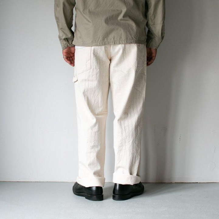 FOB factory エフオービーファクトリー F0485 HERRINGBONE PAINTER PANTS Ecru