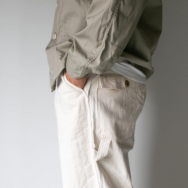 FOB factory エフオービーファクトリー F0485 HERRINGBONE PAINTER PANTS Ecru