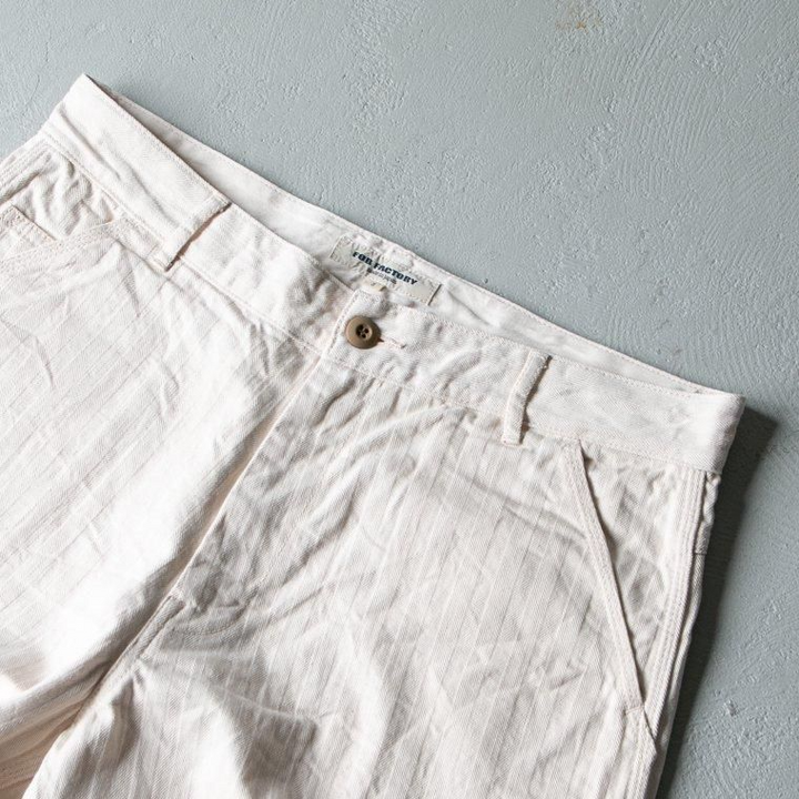 FOB factory エフオービーファクトリー F0485 HERRINGBONE PAINTER PANTS Ecru