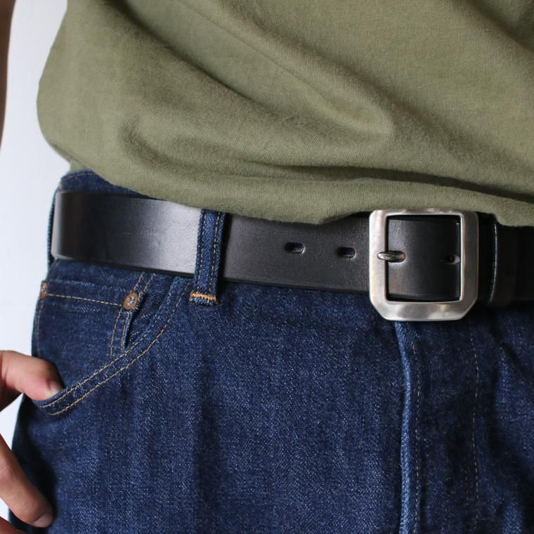 Mr.OLDMAN×INCEPTION ミスターオールドマン×インセプション  SADDLE LEATHER SHELL STUDS BELT ブラック