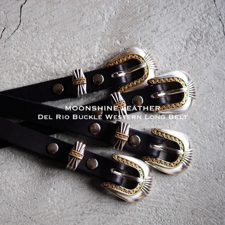 MOONSHINE LEATHER ムーンシャインレザー Made In USA Del Rio Buckle Western Leather Long Belt