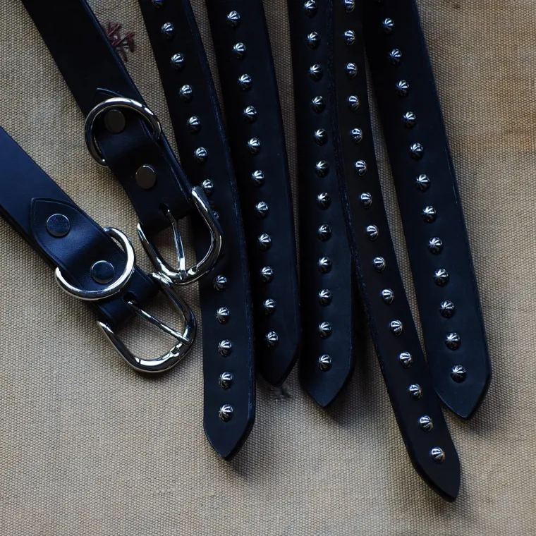 Mr.OLDMAN×ESKL East Side KUSTOM LEATHERS  Narrow Shell Studs Belt