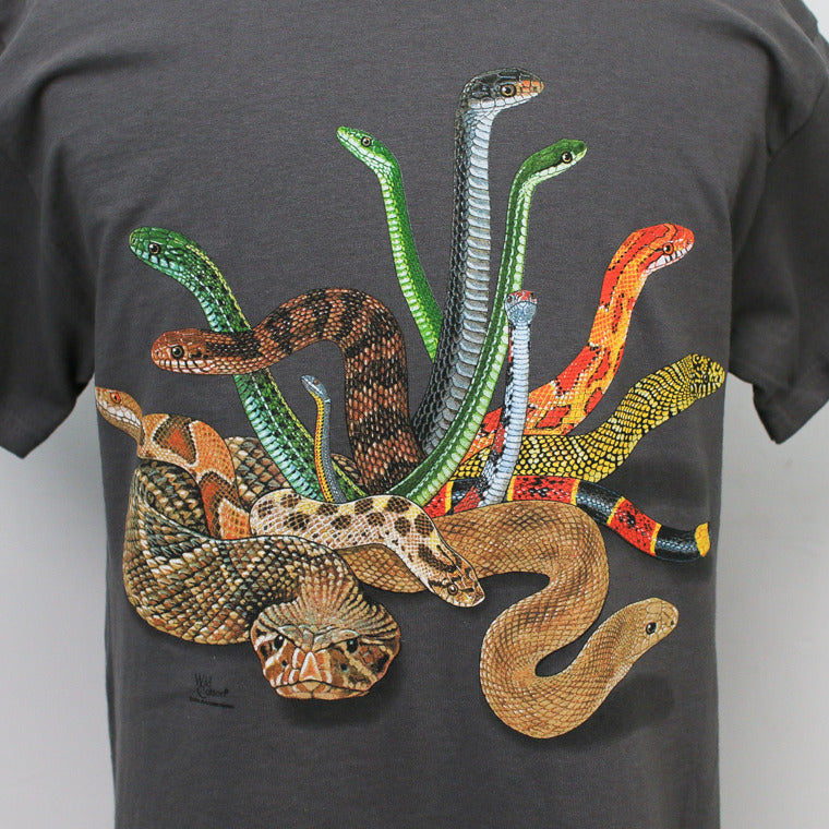 ATLAS SCREEN PRINTING  Snakezz ADULT T SHIRT Charcoal