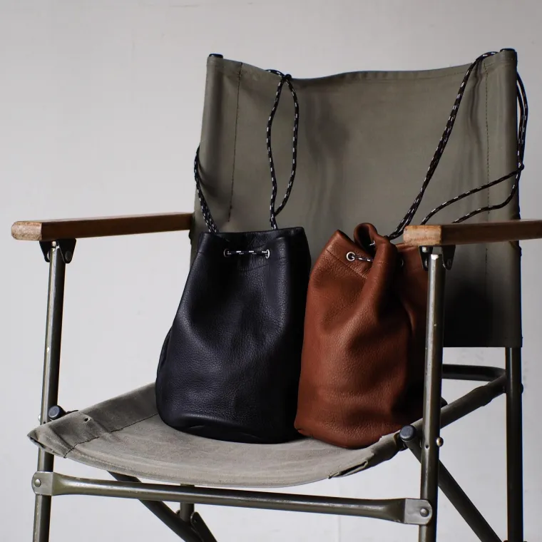 Mr.OLDMAN  Leather Drawstring Bag