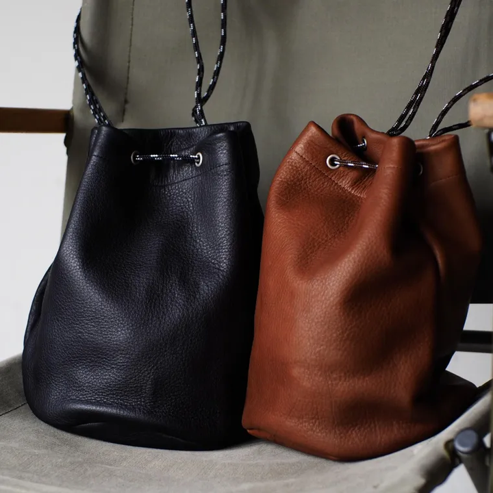 Mr.OLDMAN  Leather Drawstring Bag
