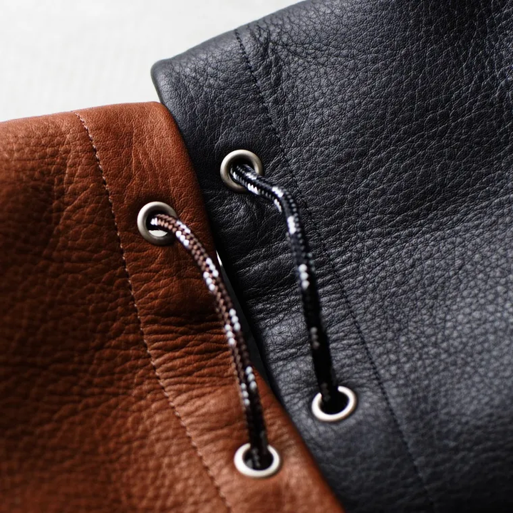 Mr.OLDMAN  Leather Drawstring Bag