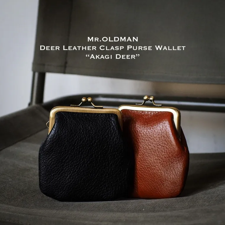 Mr.OLDMAN  Deer Leather Clasp Purse Wallet  Produced in Mount Akagi