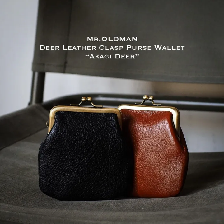 Mr.OLDMAN  Deer Leather Clasp Purse Wallet  Produced in Mount Akagi