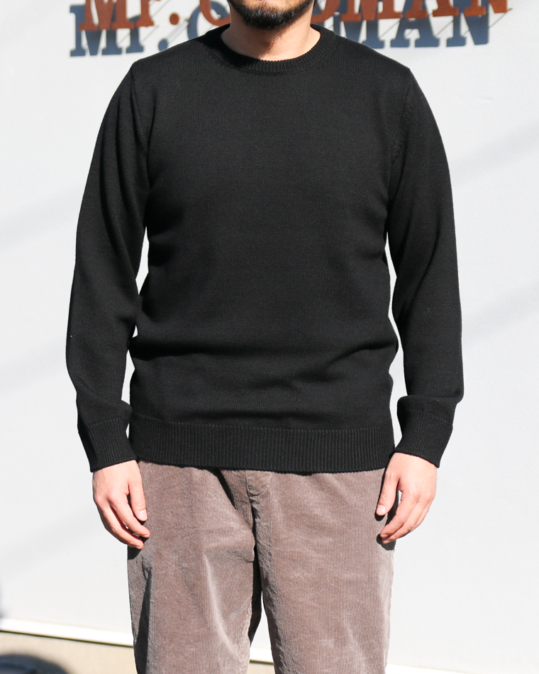 MOON CASTLE ムーンキャッスル W07 7G Heavyweight Merino Wool Crewneck Black