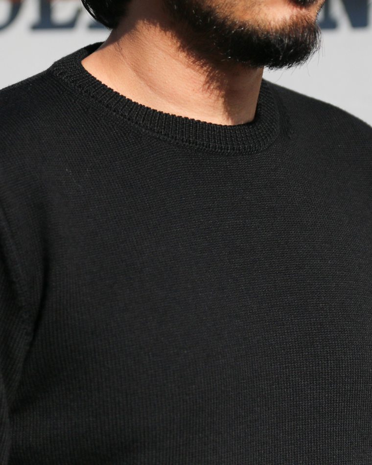 MOON CASTLE ムーンキャッスル W07 7G Heavyweight Merino Wool Crewneck Black