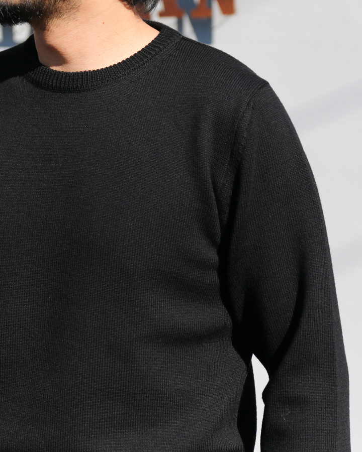 MOON CASTLE ムーンキャッスル W07 7G Heavyweight Merino Wool Crewneck Black