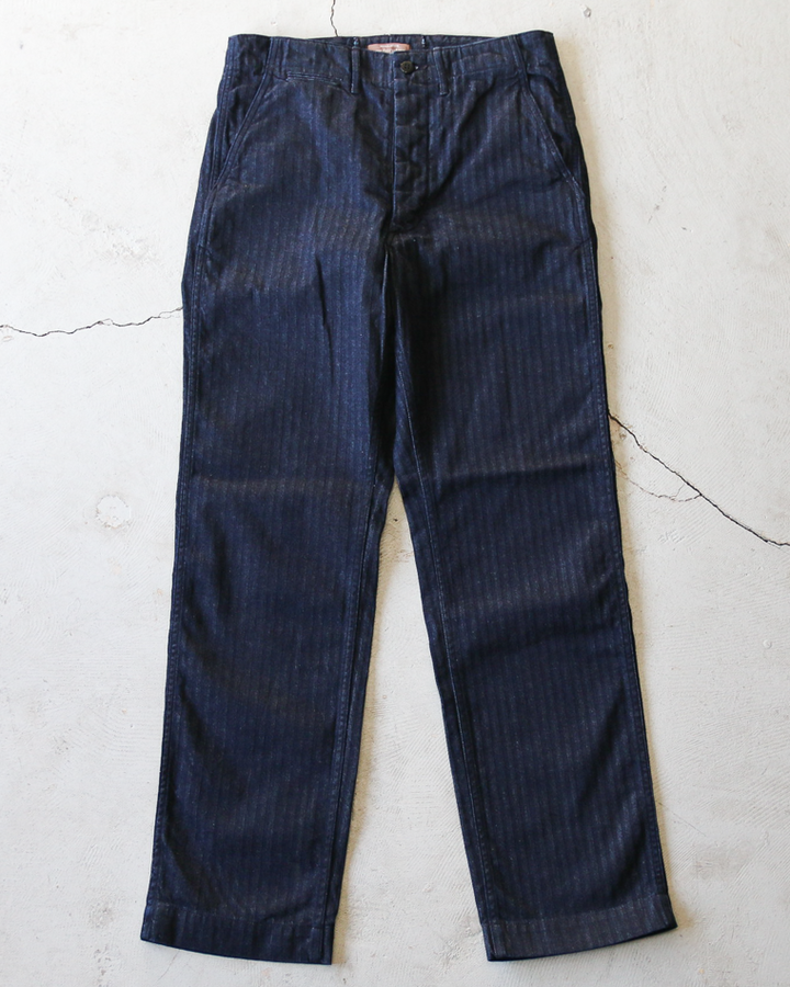 WORKERS ワーカーズ Officer Trousers Regular Type2, Indigo Herringbone