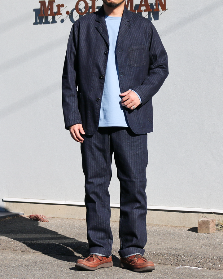 WORKERS ワーカーズ Officer Trousers Regular Type2, Indigo Herringbone