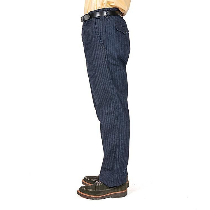 WORKERS ワーカーズ Officer Trousers Regular Type2, Indigo Herringbone