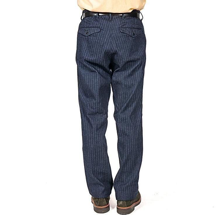 WORKERS ワーカーズ Officer Trousers Regular Type2, Indigo Herringbone