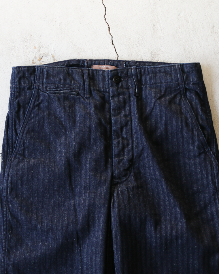 WORKERS ワーカーズ Officer Trousers Regular Type2, Indigo Herringbone