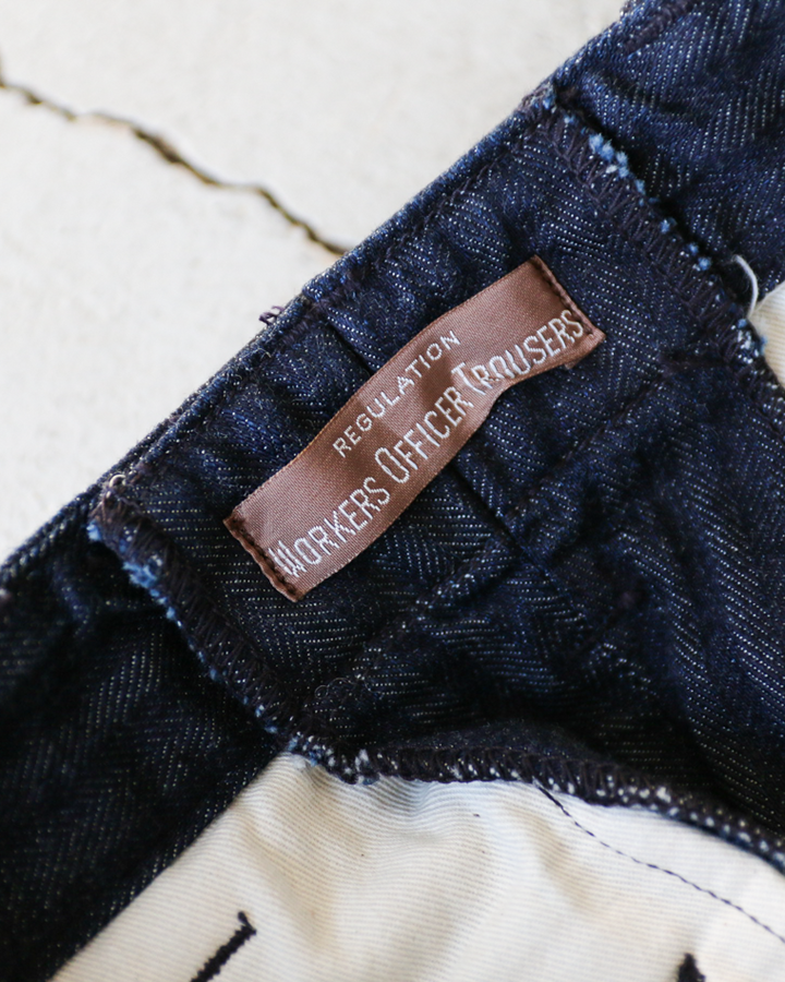 WORKERS ワーカーズ Officer Trousers Regular Type2, Indigo Herringbone