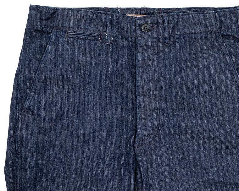 WORKERS ワーカーズ Officer Trousers Regular Type2, Indigo Herringbone