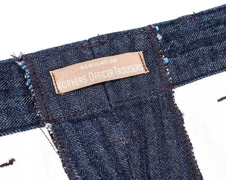 WORKERS ワーカーズ Officer Trousers Regular Type2, Indigo Herringbone