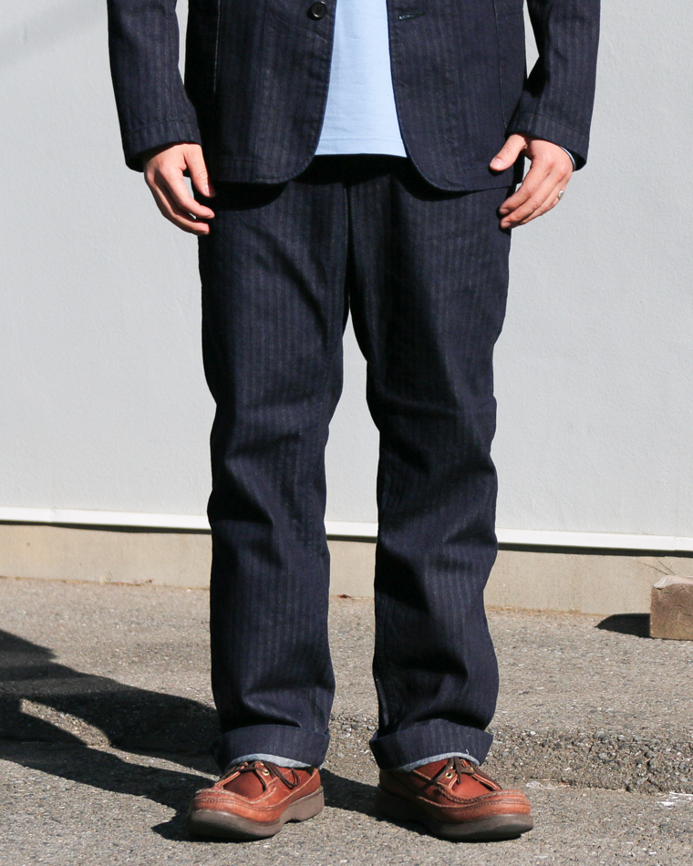 WORKERS ワーカーズ Officer Trousers Regular Type2, Indigo Herringbone