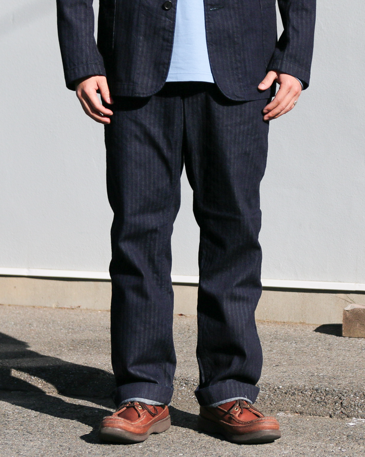 WORKERS ワーカーズ Officer Trousers Regular Type2, Indigo Herringbone