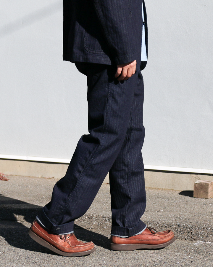 WORKERS ワーカーズ Officer Trousers Regular Type2, Indigo Herringbone