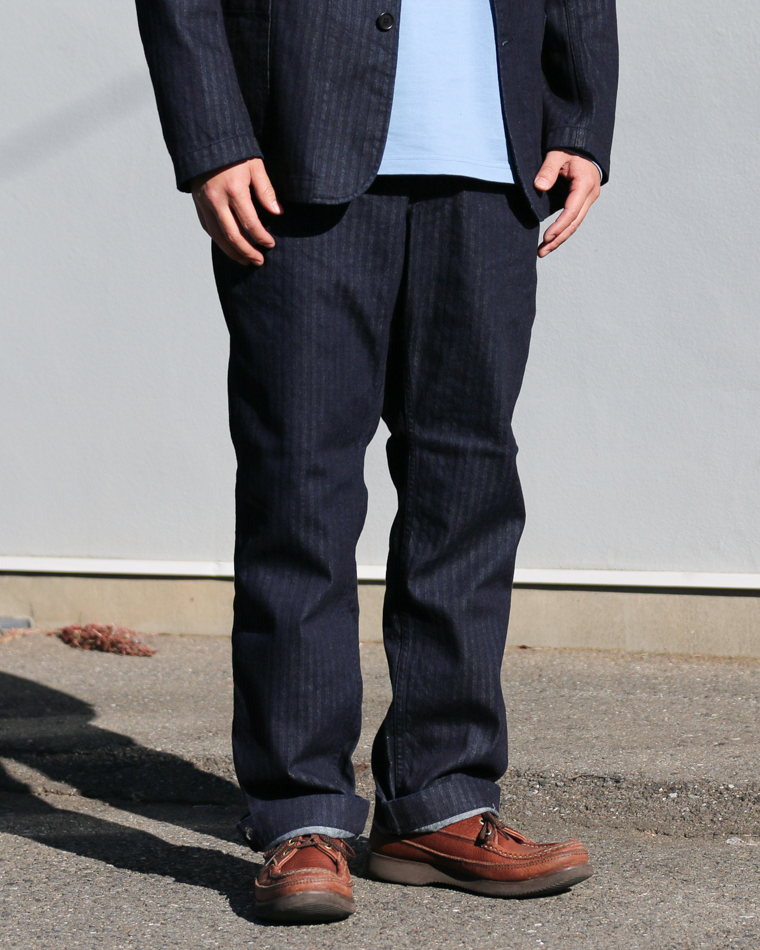 WORKERS ワーカーズ Officer Trousers Regular Type2, Indigo Herringbone