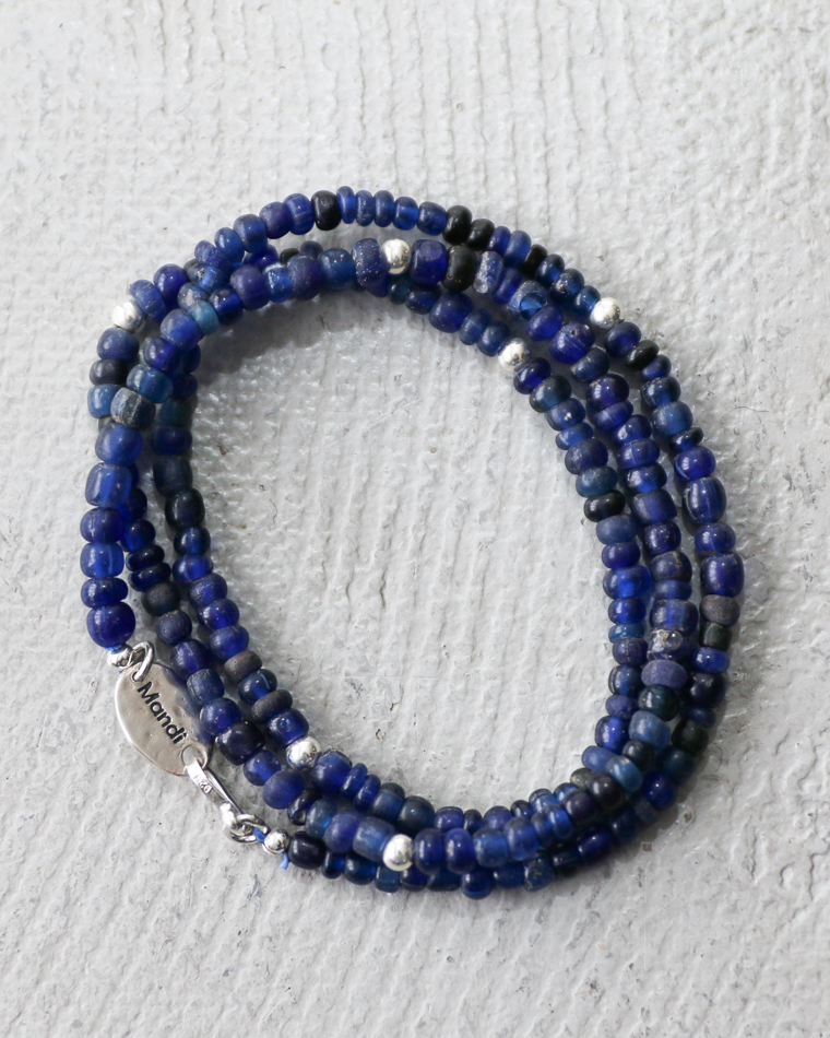 MANDI マンディ Antique Beads Necklace(60cm)(Navy)