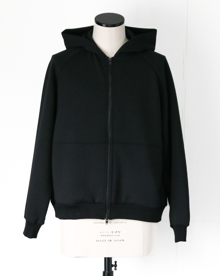 LAMOND ラモンド DOUBLE AIR KNIT ZIP UP HOODIE Black