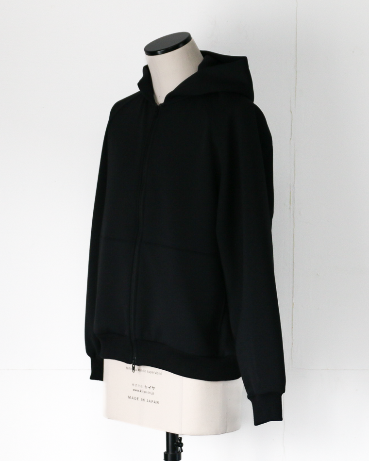 LAMOND ラモンド DOUBLE AIR KNIT ZIP UP HOODIE Black
