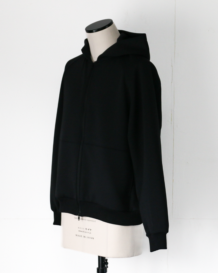 LAMOND ラモンド DOUBLE AIR KNIT ZIP UP HOODIE Black