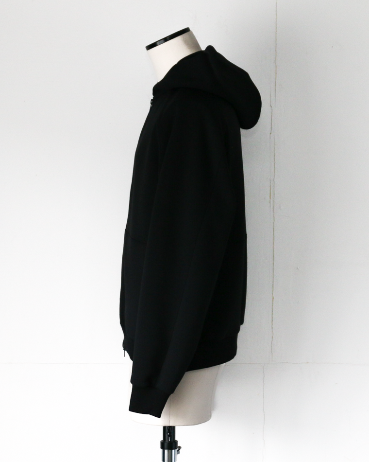LAMOND ラモンド DOUBLE AIR KNIT ZIP UP HOODIE Black