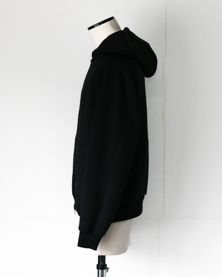 LAMOND ラモンド DOUBLE AIR KNIT ZIP UP HOODIE Black