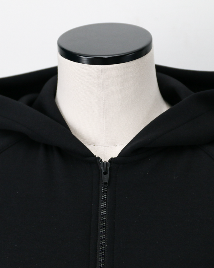 LAMOND ラモンド DOUBLE AIR KNIT ZIP UP HOODIE Black
