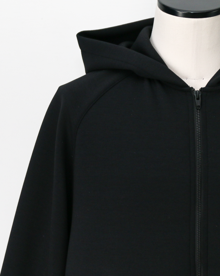 LAMOND ラモンド DOUBLE AIR KNIT ZIP UP HOODIE Black