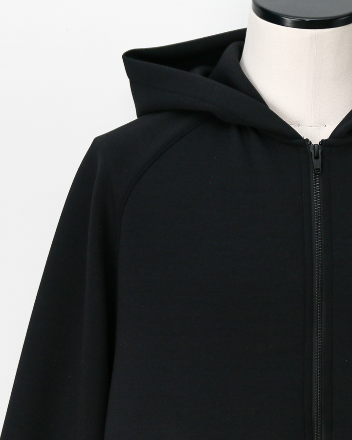 LAMOND ラモンド DOUBLE AIR KNIT ZIP UP HOODIE Black