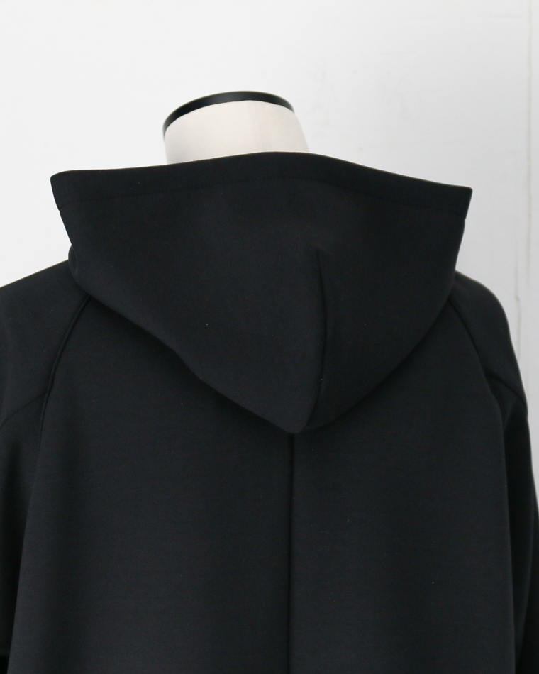 LAMOND ラモンド DOUBLE AIR KNIT ZIP UP HOODIE Black