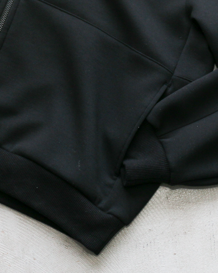 LAMOND ラモンド DOUBLE AIR KNIT ZIP UP HOODIE Black