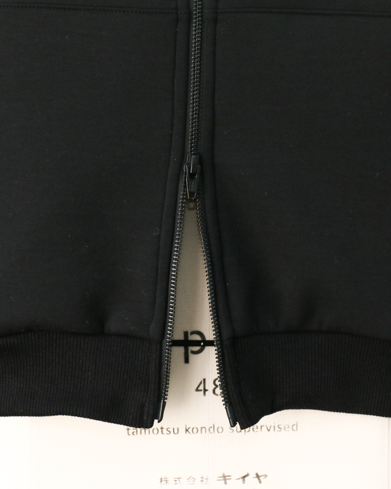 LAMOND ラモンド DOUBLE AIR KNIT ZIP UP HOODIE Black