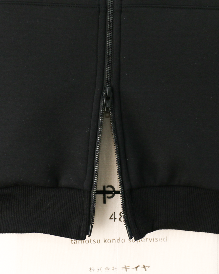 LAMOND ラモンド DOUBLE AIR KNIT ZIP UP HOODIE Black