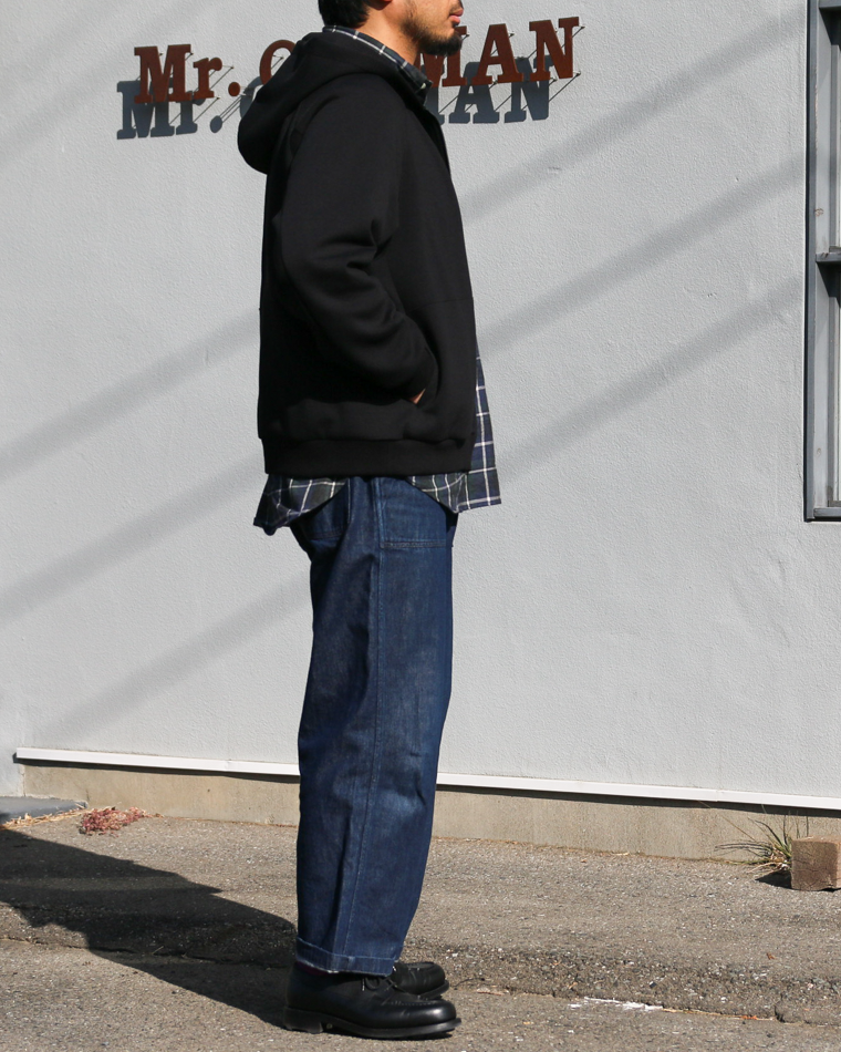 LAMOND ラモンド DOUBLE AIR KNIT ZIP UP HOODIE Black
